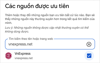 Các nguồn được ưu tiên